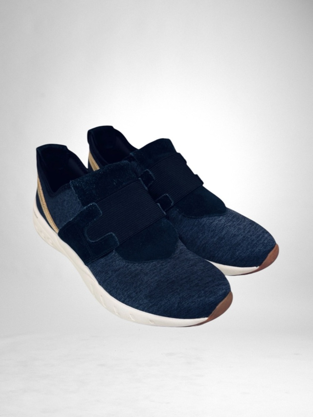 Reebok Navy Blue Slip-On Sneakers with Gold Accent